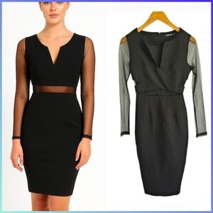 Mossman Black Mesh Cutout Bodycon Dress